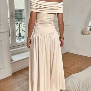Elegant Off-Shoulder Cream Dress